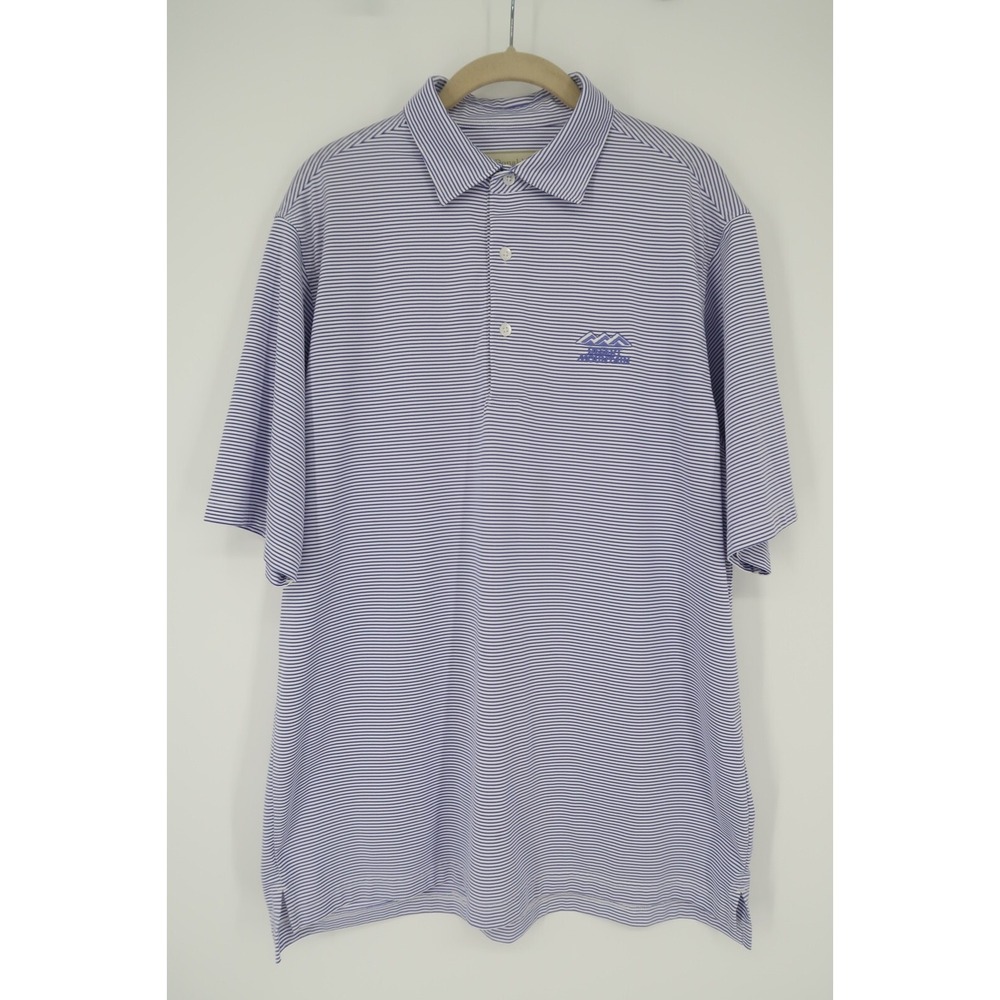 Donald Ross Mens Medium Purple Striped Golf Performance Short Sleeve Polo Shirt - Picture 2 of 6